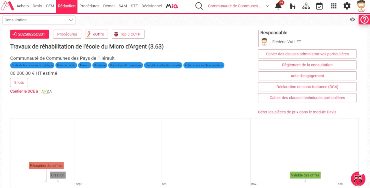 Capture d'écran de la page Synthèse d'une consultation dans Marco