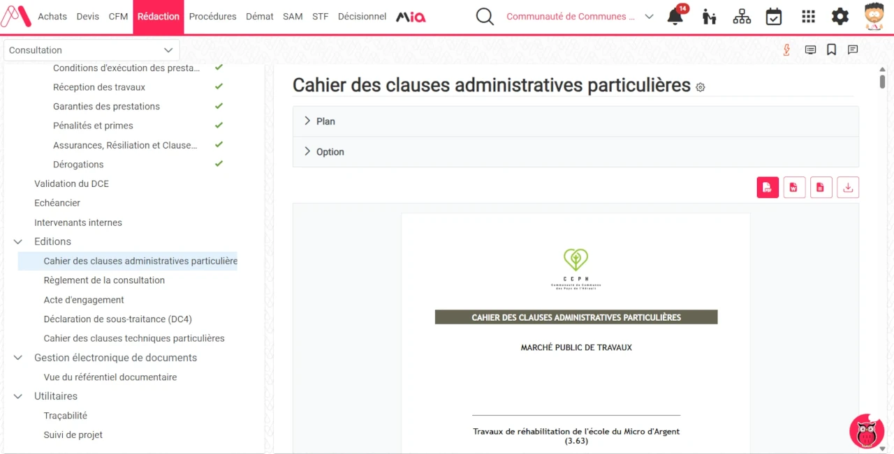 Capture d'écran de la page de prévisualisation d'une édition CCAP dans Marco